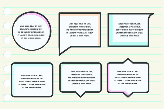 Texting boxes. Colored quote box speech bubble template text note brackets citation message page empty frame stickers.