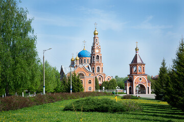 Fototapeta na wymiar Russia, Novocheboksarsk, 09.05.2021 The Cathedral of the Holy Equal-to-the-Apostles Prince Vladimir, Novocheboksarsk