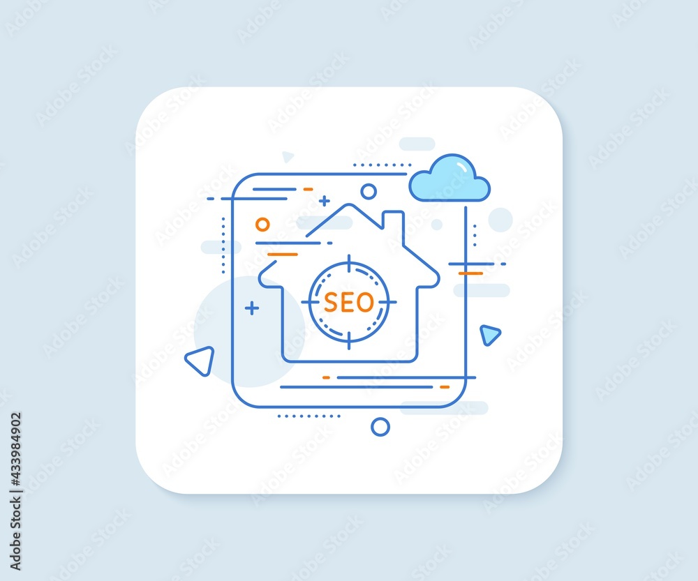 Poster seo target line icon. abstract vector button. search engine optimization sign. aim symbol. seo line 