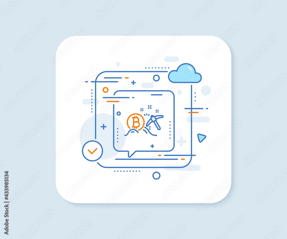 Aufkleber bitcoin mining line icon. abstract vector button. cryptocurrency coin sign. crypto money pickaxe sym