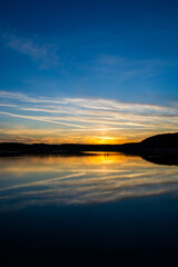 Beautiful sunset on the sea in calm