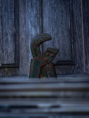 Still Life with Carpentry Vintage Tools on a Wooden Background