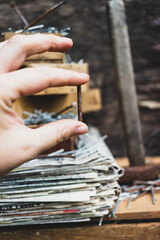 Obraz premium Still Life with Carpentry Vintage Tools on a Wooden Background