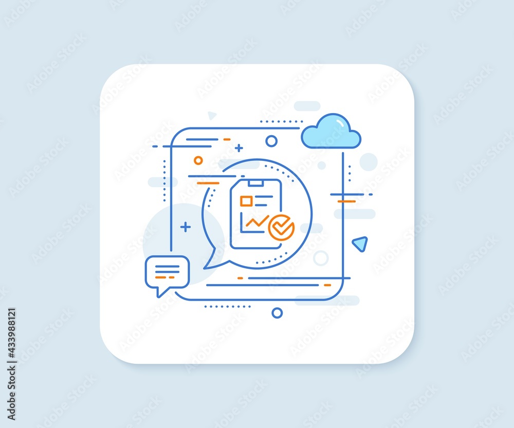 Aufkleber report document line icon. abstract square vector button. analysis chart or sales growth report sign