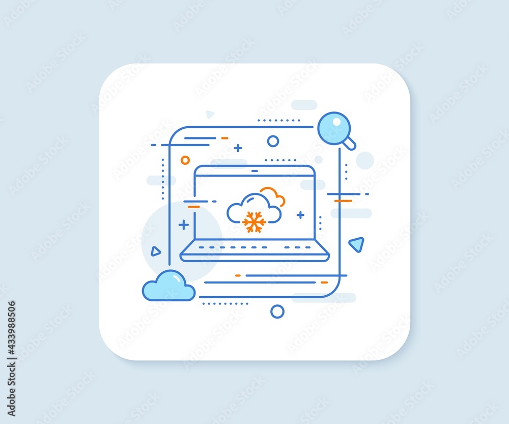 Poster snow weather forecast line icon. abstract vector button. clouds with snowflake sign. cloudy sky symb