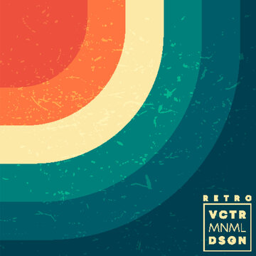 Retro design background with vintage grunge texture and colored lines. Vector illustration