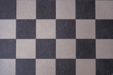 a black and white chess pattern of a floor