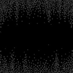 Falling numbers, big data concept. Binary white disorderly flying digits. Appealing futuristic banner on black background. Digital vector illustration with falling numbers.