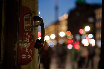 Fototapeta na wymiar phone outside at night