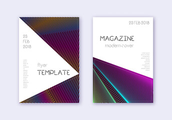 Triangle cover design template set. Rainbow abstra
