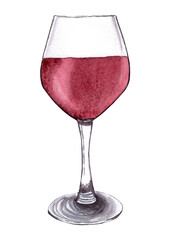 Hand painted watercolor glass of wine.