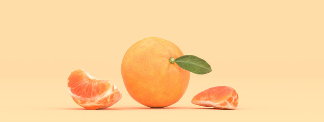 tangerine on a yellow background