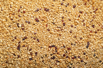 Baked hommemade granola with raisin.