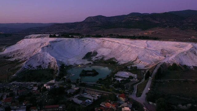 Top view of blue lake in the mounatins.