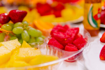 fruit salad in a glass bowl