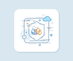 Bitcoin line icon. Abstract vector button. Cryptocurrency coin sign. Crypto money symbol. Bitcoin line icon. Protect shield concept. Vector