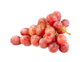 Bunch of pink grapes isolated on white background.