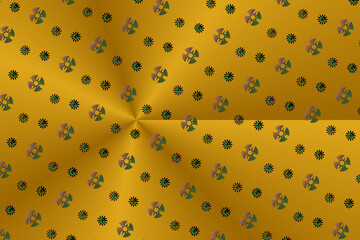 Multiple patterns on a golden wall with a off center focal point - Digital background pattern