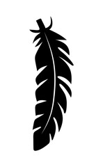 illustration of an old feather. Feather silhouette. Retro image of letter with feather icon.