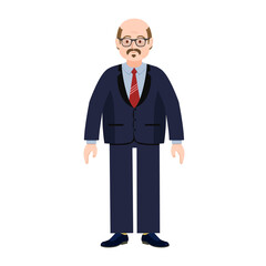 Obraz na płótnie Canvas A fat man in a suit. A solid man. Overweight. Vector illustration of a person for animation. Editable strokes. Editable movements. A bald old man. 
