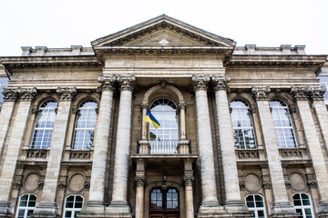 A majestic building. Facade with columns