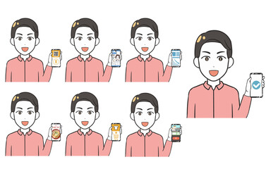 スマホを持つ　バリエーション　男性