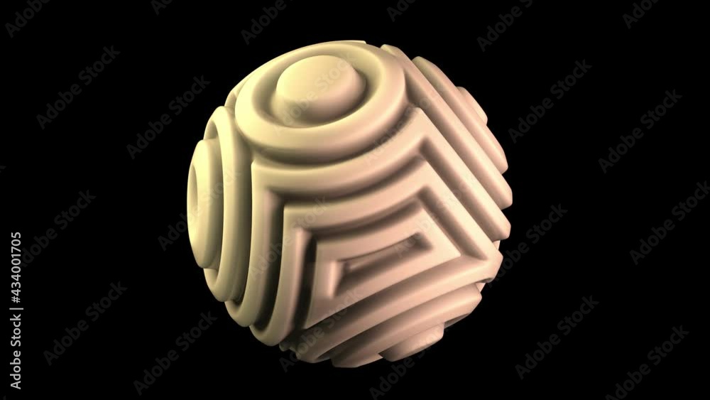 Poster loop 3d animation of a futuristic elegant sphere with a wavy surface and concentric circles. animati