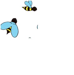 Bee pattern in cartoon style. Vector stock illustration isolated on white background.