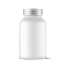 Black and white glass jar mockup isolated on white background. Vector illustration. Front view. Сan be used for food, cosmetic and other needs. EPS10	