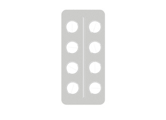 Illustration of white pills packed in platinum