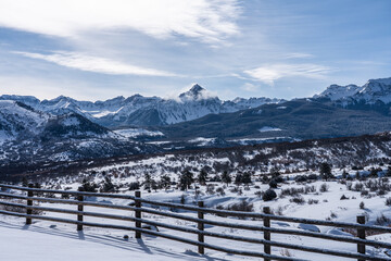 Beautiful snow covered mountains of Telluride, Colorado.  