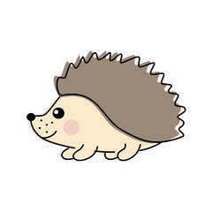 Hedgehog vector isolated on white background. Cute cartoon animal drawing illustration. Colored doodle.