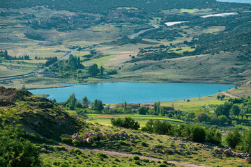 Fototapeta premium Scenic view of a lake in oued Taga in the Aures region, Batna, Algeria