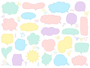 カラフルな吹きだしのイラストセット