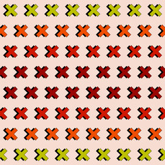 Citrus crosses pattern. Vector seamless yellow, orange and red crosses.