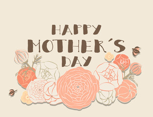 Mums, Mother's Day Flower Banner Greeting Card Background