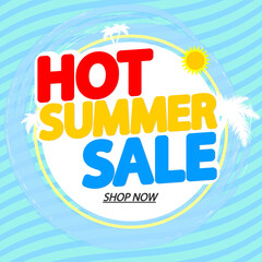Summer Sale, poster design template, discount banner, vector illustration