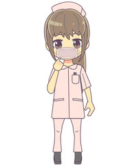 マスクをした女性看護師のイラスト素材