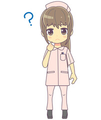 疑問を持つ女性看護師のイラスト素材