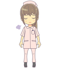溜息をつく看護師女性のイラスト素材