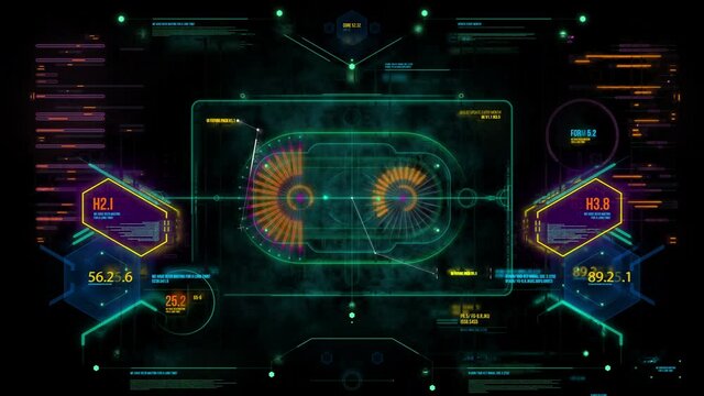 Colorful futuristic HUD panel with multiple system information modules