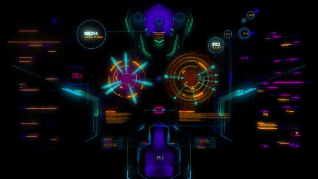 Colorful futuristic HUD panel with system information modules