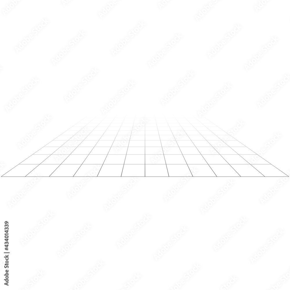 Aufkleber Abstract 3D grid, mesh in perspective. Checkered spatial squares pattern, squares design element