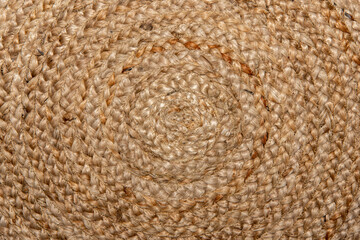 Beautiful circle pattern on handmade woven raffia basket