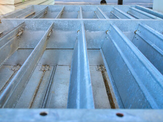 Galvanized Motorized fire damper close up shot.