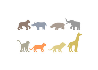 set of color animal silhouettes from Africa