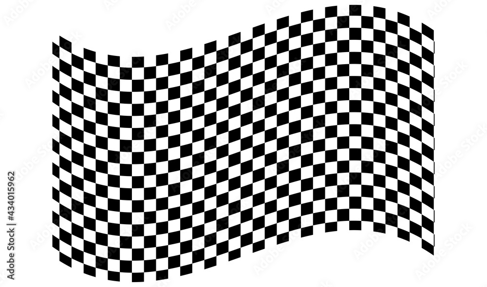 Poster checkered, chequered waving, wavy racing flag with different desinty squares. squares pattern flag. 