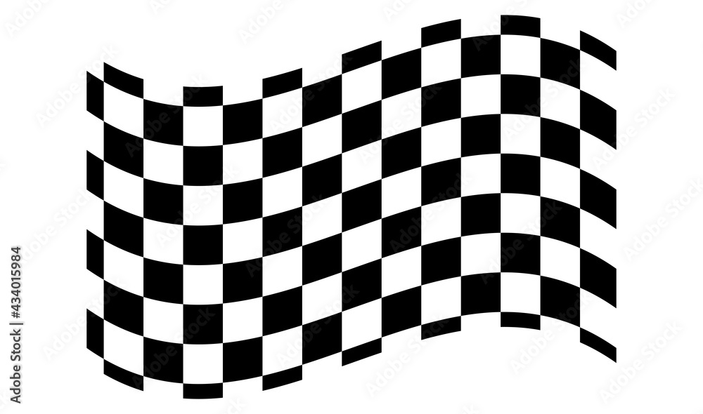 Poster checkered, chequered waving, wavy racing flag with different desinty squares. squares pattern flag. 