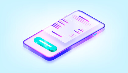 Fototapeta premium Online mobile app bill payment. 3D Gradient Web Vector Illustrations. Suitable for ui, ux, web, mobile, banner and infographic.