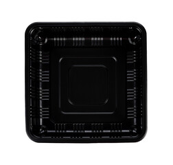 Empty black plastic container isolated on white